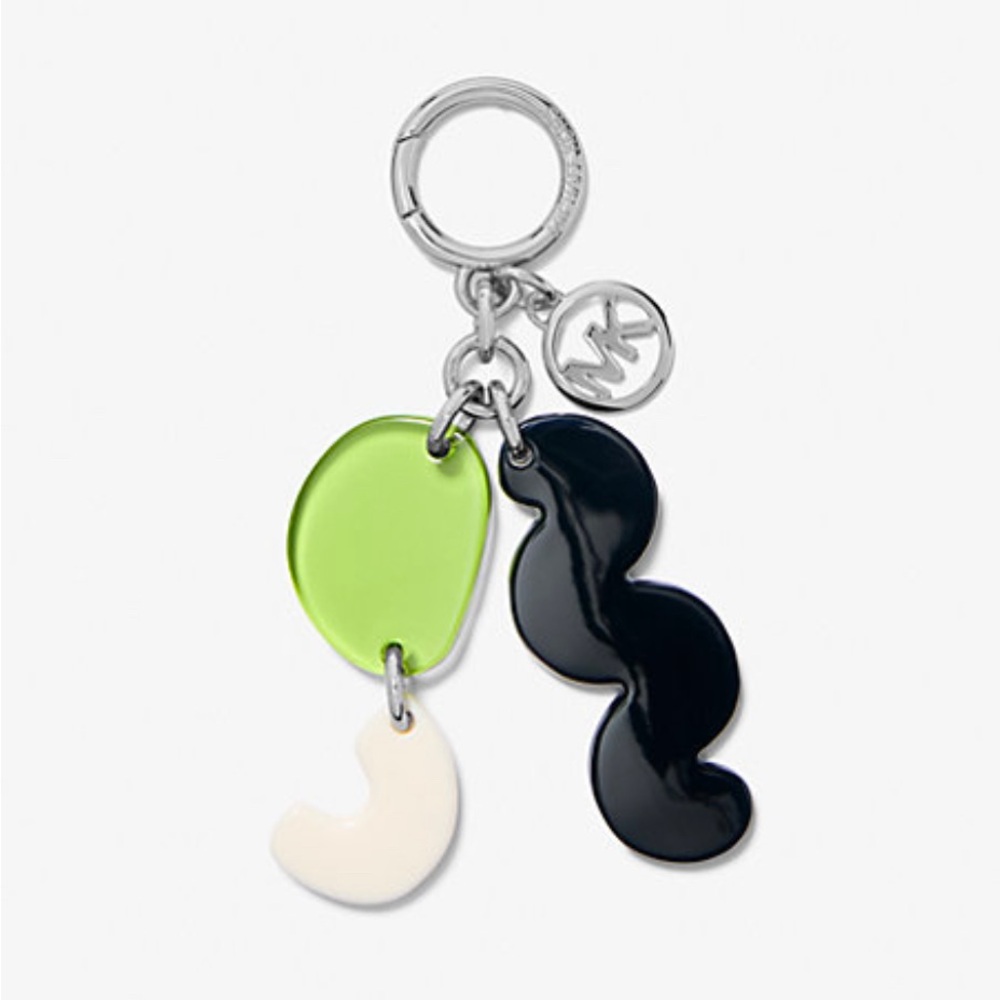 Michael Kors Lime Green Black White Enamel Keychain Charm